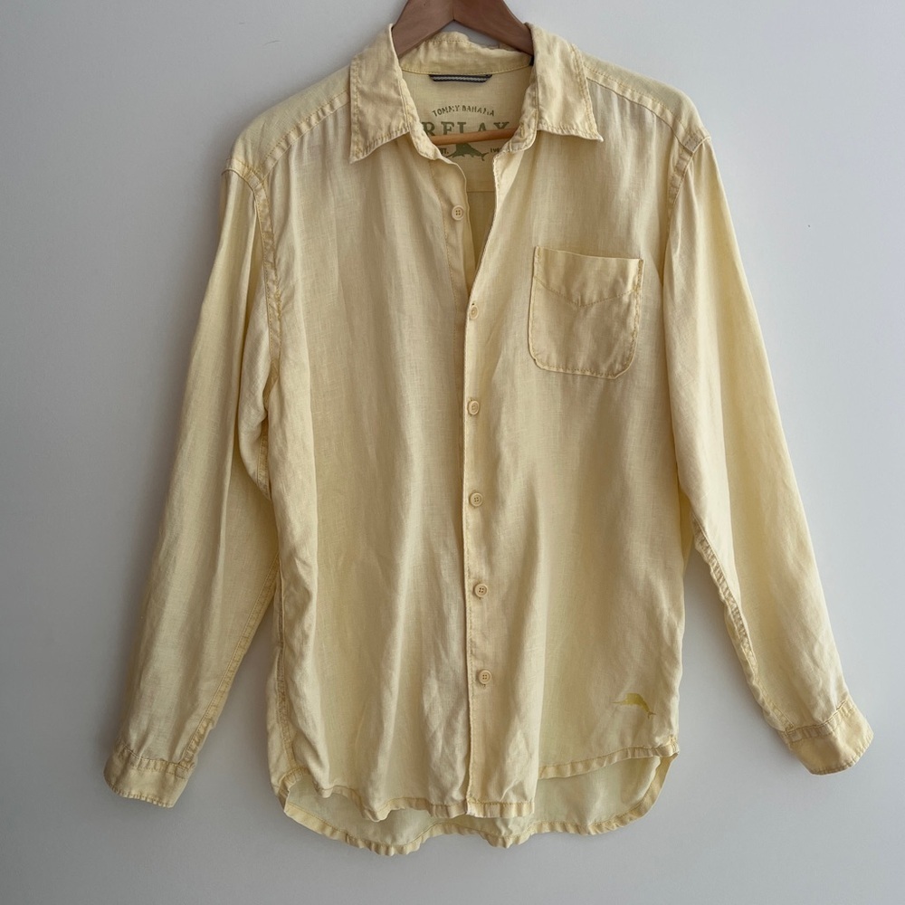 TOMMY BAHAMA Relax 100% Linen Long Sleeve Button Front Shirt Summer Resortwear